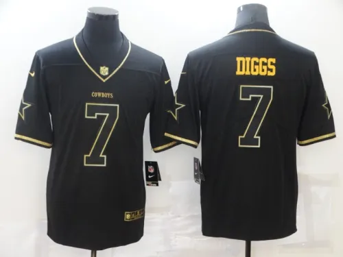 Dallas Cowboys 7 Trevon Diggs Football Jersey Gold word Retro