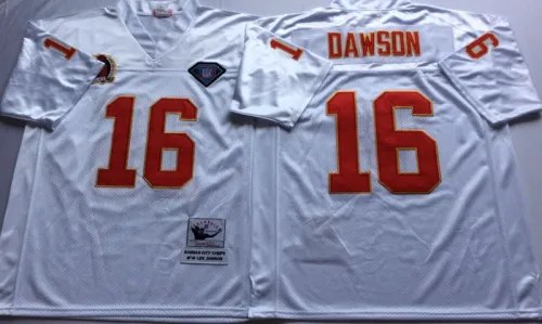 Kansas City Chiefs 16 Len Dawson Foot ball Jersey White Retro