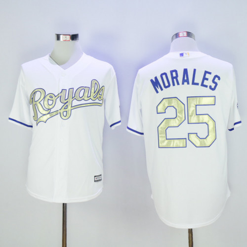 Kansas City Royals 25 Kendrys Morales Baseball Jersey White Champion Fans