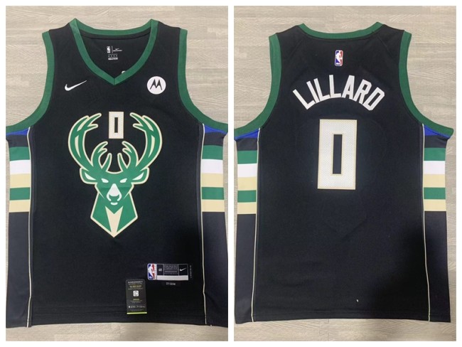 Nike Milwaukee Bucks 0 Damian Lillard Basketball Jersey Black