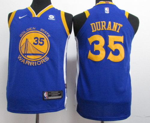 Youth Nike Golden State Warrior 35 Kevin Durant Basketball Jersey Blue