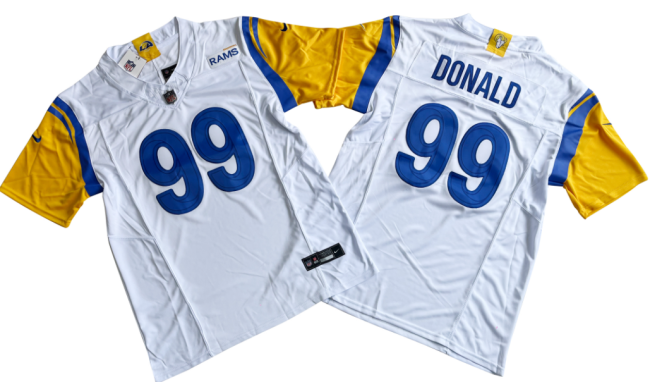 St. Louis Rams 99 Aaron Donald Football Jersey White Three Dynasties