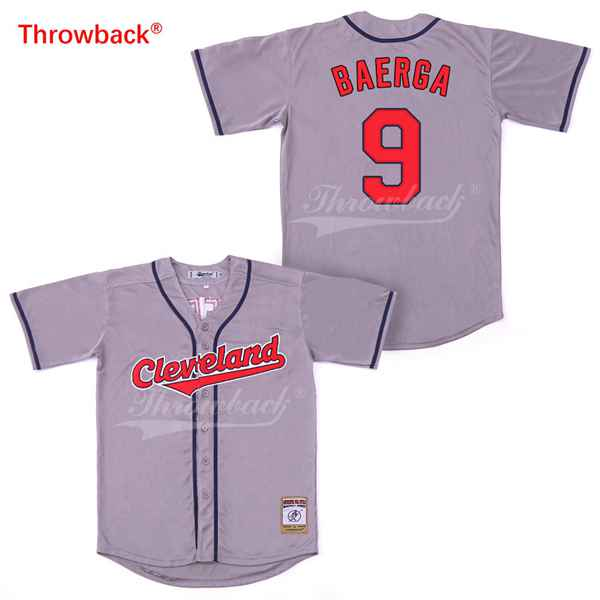 Cleveland indians 9 Carlos Baerga Baseball Jersey Gray Retro