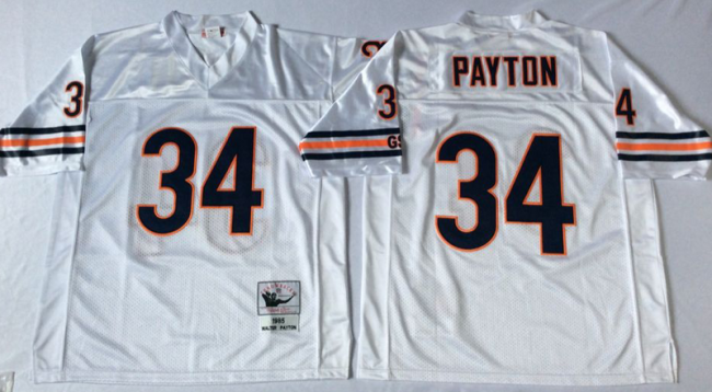Chicago Bears 34 Walter Payton Football Jersey White Retro