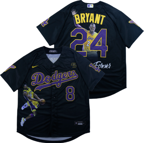Nike Los Angeles Dodgers 8 and 24  Kobe Bryant Baseball Jersey Black