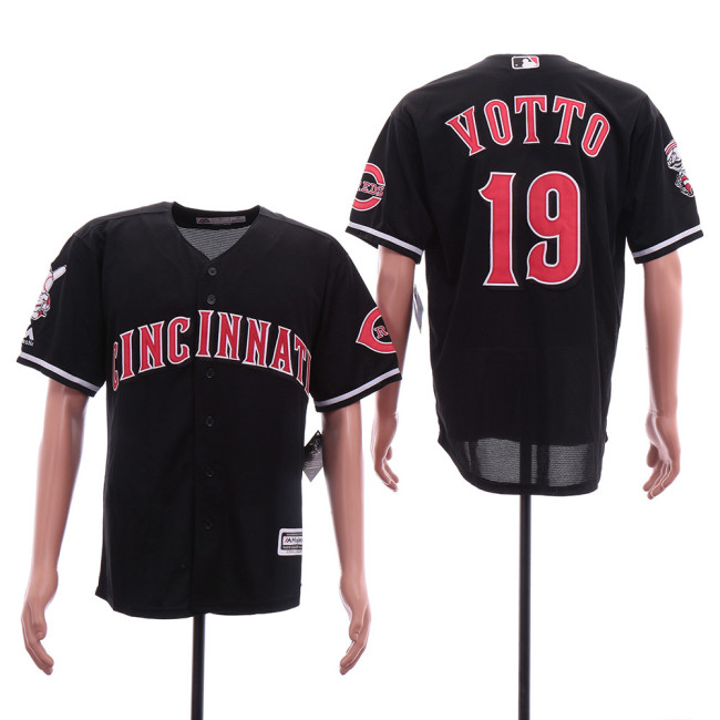 Cincinnati Reds 19 Joey Votto Baseball Jersey Black Fans
