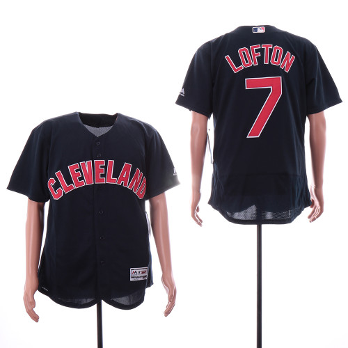 Cleveland indians 7 Kenny Lofton Flexbase Baseball Jersey Navy Blue