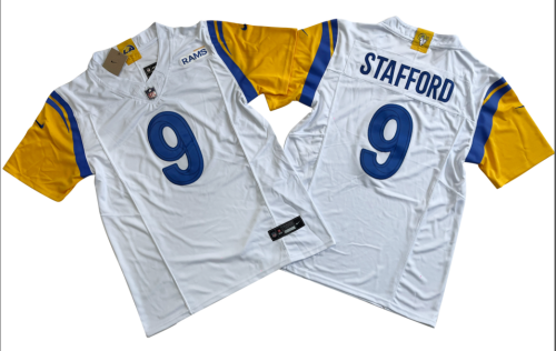 St. Louis Rams 9 Matthew Stafford Football Jersey White Three Dynasties