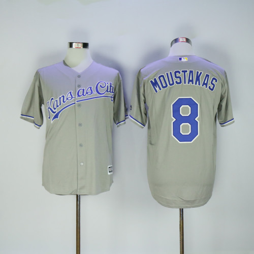 Kansas City Royals 8 Mike Moustakas Baseball Jersey Gray Fans