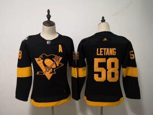 Women Adidas Classic Pittsburgh Penguins Venue version 58 Kris Letang Ice Hockey Jersey Black