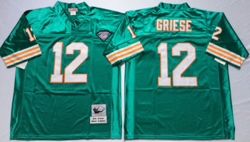 Miami Dolphins 12 Bob Griese Football Jersey Green Retro