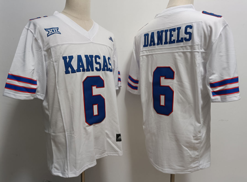 Kansas Jayhawks 6 Jalon Daniels College Football Jersey White