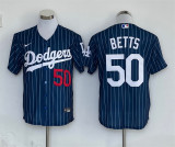 Nike Los Angeles Dodgers 50 Mookie Betts Baseball Jersey navy Blue
