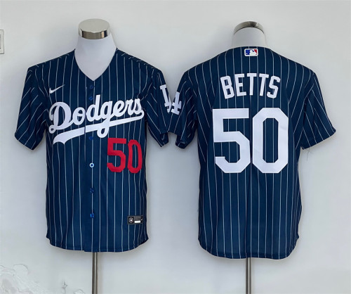 Nike Los Angeles Dodgers 50 Mookie Betts Baseball Jersey navy Blue