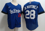 Nike Los Angeles Dodgers 28 J.D. Martinez Flexbase Baseball Jersey City Edition Blue