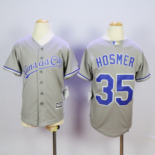 Youth Kansas City Royals 35 Eric Hosmer Baseball Jersey Gray