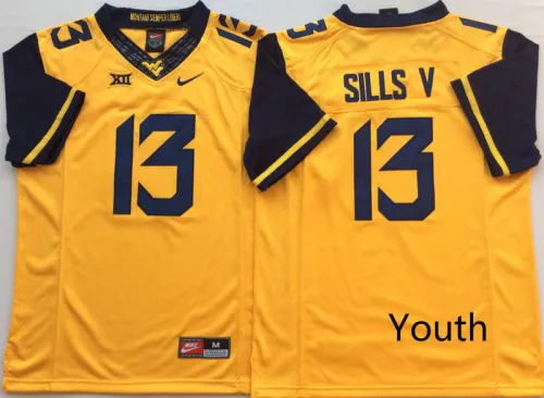 Youth West Virginia Mountaineers 13 David Sills V Football Jersey Yellow