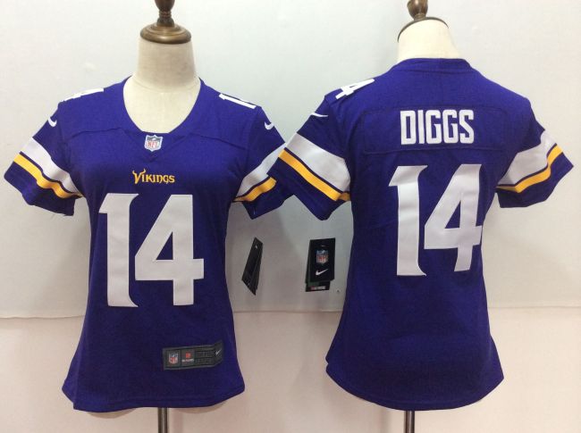 Women Minnesota Vikings 14 Stefon Diggs Football Jersey Legend Purple