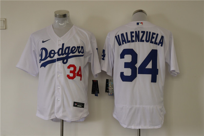 Nike Los Angeles Dodgers 34 Fernando Valenzuela Flexbase Baseball Jersey White