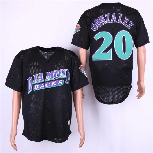Arizona Diamondbacks 20 Luis Gonzalez Baseball Jersey Black Retro hole fabric