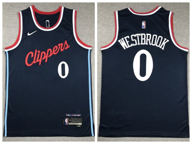 Nike L.A. Clippers 0 Russell Westbrook Basketball Jersey Navy Blue