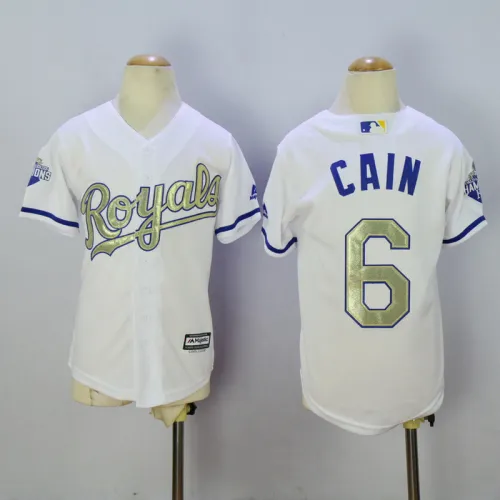 Youth Kansas City Royals 6 Lorenzo Cain Baseball Jersey White Champion