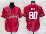 San Francisco 49ers 80 Jerry Rice Baseball Jersey Red