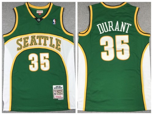 Seattle Super Sonics 35 Kevin Durant Basketball Jersey Green Retro