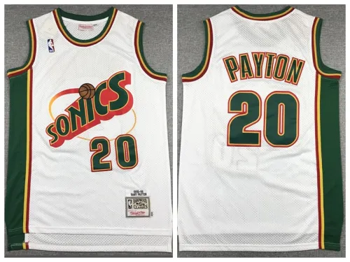 Seattle Super Sonics 20 Gary Payton Basketball Jersey White Retro