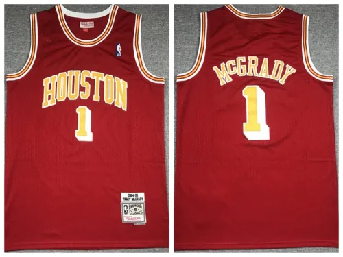 Houston Rockets 1 Tracy McGrady Basketball Jersey Red Retro