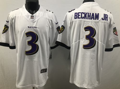 Baltimore Ravens 3 Odell Beckham Jr Football Jersey Limited White