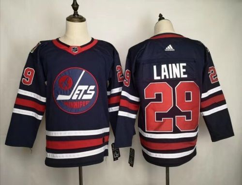 Adidas Classic Winnipeg Jets 29 Patrik Laine Ice Hockey Jersey Navy Blue
