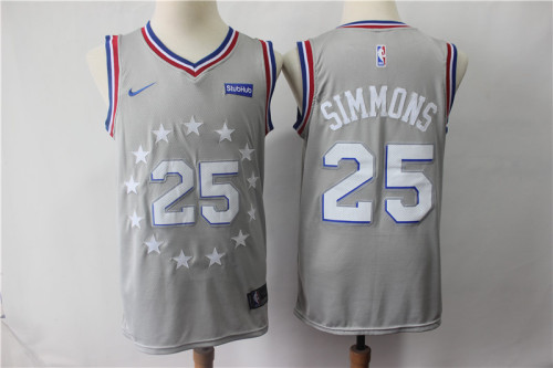 Nike Philadelphia 76ers 25 Ben simmons Basketball Jersey Gray City Edition