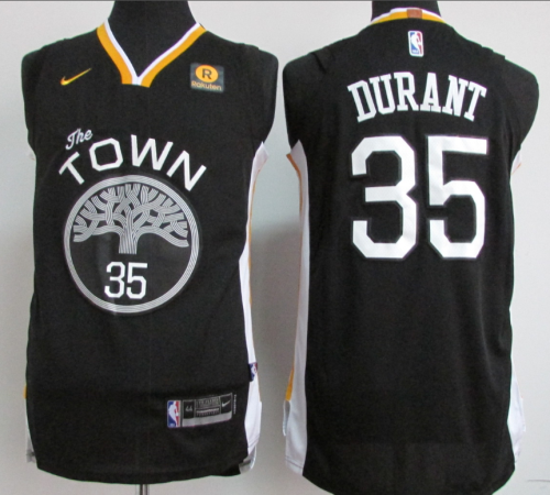 Youth Nike Golden State Warrior 35 Kevin Durant Basketball Jersey Black