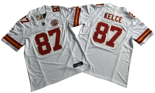 Kansas City Chiefs 87 Travis Kelce Football Jersey White Three Dynasties