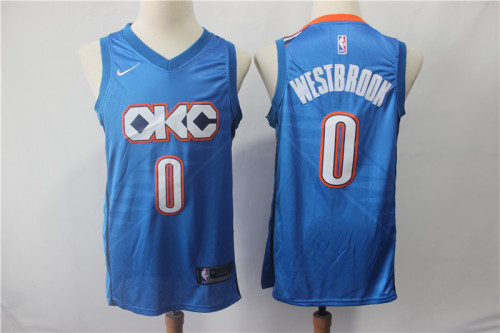 Nike Oklahoma City Thunde 0 Russell Westbrook Basketball Jersey Blue City Edition