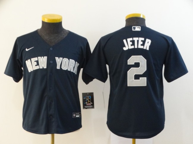 Youth Nike New York Yankee 2 Derek Jeter Baseball Jersey Navy Blue