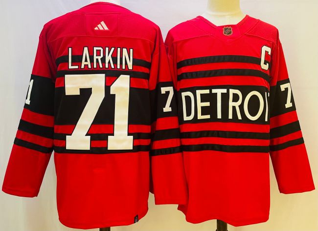 Adidas Detroit Red Wings 71 Philip Larkin Ice Hockey Jersey Red