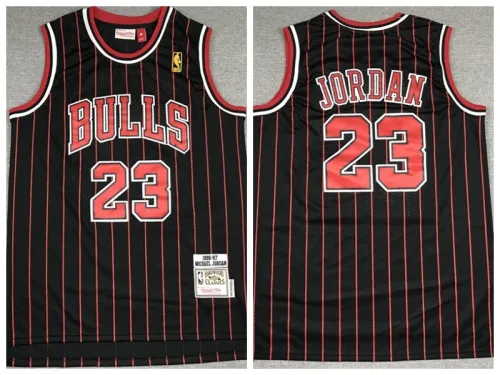 Chicago Bulls 23 Michael Jordan Basketball Jersey Black Retro Gold standard