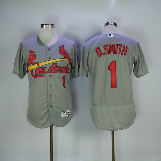 St.Louis Cardinals 1 Ozzie Smith Flexbase Baseball Jersey Gray