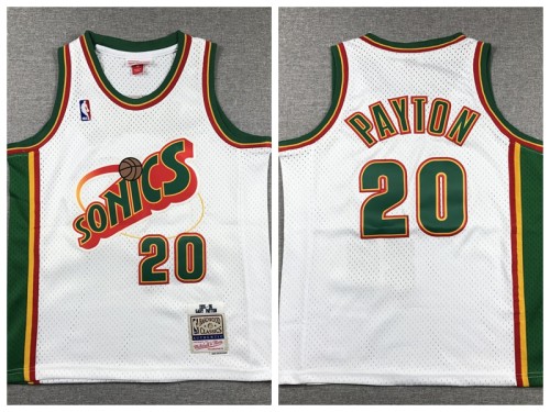 Youth Seattle Super Sonics 20 Gary Payton Basketball Jersey White Retro