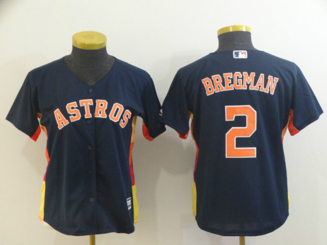 Women Houston Astros 2 Alex Bregman Baseball Jersey Navy Blue