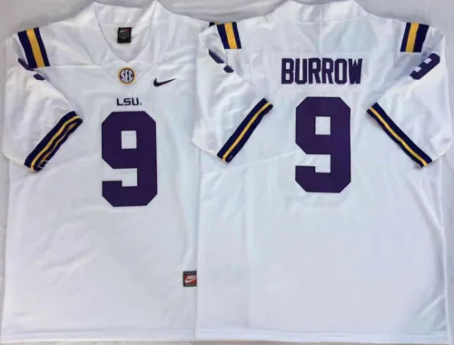 LSU Tigers 9 Joe Burrow College Limited Football Jersey White