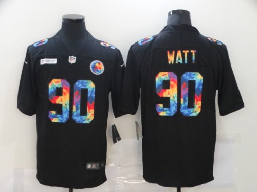 Pittsburgh Steelers 90 T.J. Watt Football Jersey Legend Rainbow Edition