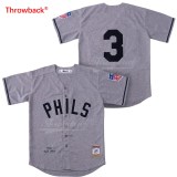 Philadelphia Phillie 3 Hunter Pence  Baseball Jersey Gray Retro
