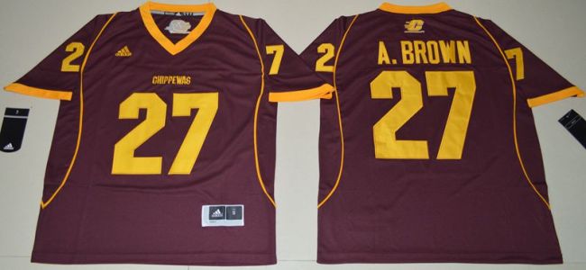 Central Michigan Chippewas 27 Antonio Brown College Football Jersey Maroon