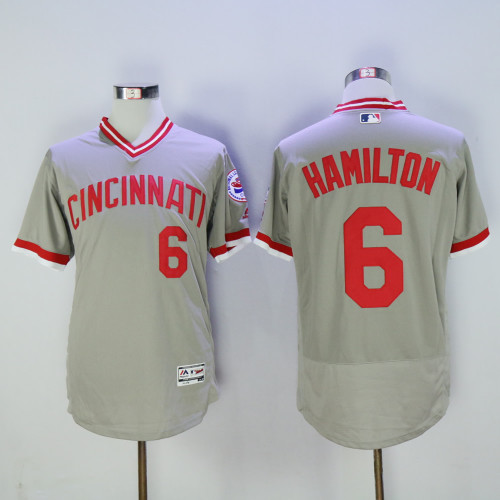 Cincinnati Reds 6 Billy Hamilton Flexbase Baseball Jersey Gray