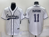 Dallas Cowboys 11 Micah Parsons Baseball Jersey White