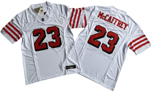 San Francisco 49ers 23 Christian McCaffrey Football Jersey White Three Dynasties