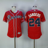 Atlanta Braves 24 Deion Sanders Flexbase Baseball Jersey Red